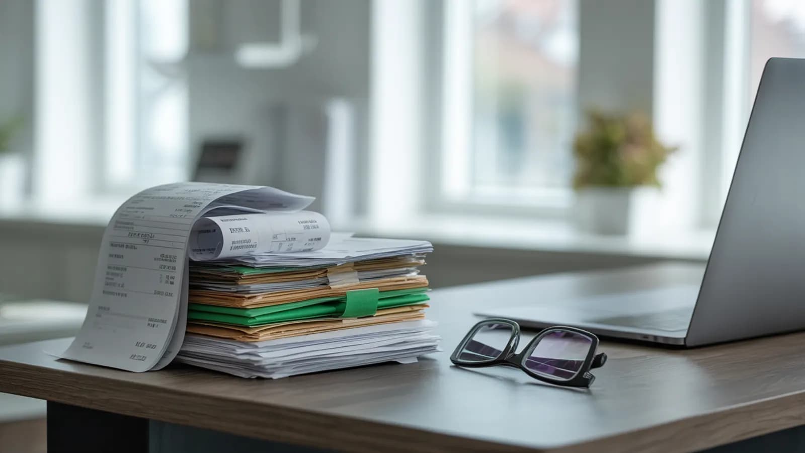 Stack of receipts and statements being reconciled against Square transfer reports for a retail seller's books